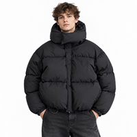 TOPSHOW GARMENT Veste d'hiver épaisse et chaude pour homme, surdimensionnée, à capuche, noire, style doudoune, vêtement d'extérieur de haute qualité