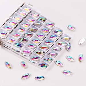 Oleeya Vente en gros de strass en verre cristal œil de cheval à coudre, pierres à dos plat, strass à coudre pour robe de mariée - Product Image 2