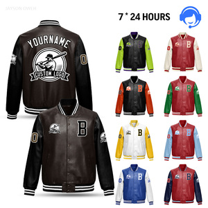 Giacca da Baseball Personalizzata per Uomo, Vendita Diretta dalla Fabbrica, Giacca Varsity Streetwear con Maniche in Pelle, Basso MOQ - Product Image 4