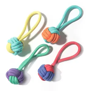 热卖小狗玩具聚丙烯纤维棉绳咀嚼牙齿清洁绳打结玩具