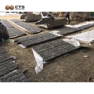 30x30 Interlock Outdoor Cheap Andesite Heavy Duty Driveway Natural Black Granite Stone Floor Tile