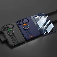 Étui de téléphone pliable avec support anneau, dragonne élastique, protection d'écran intégrée, coque antichoc pour iPhone DUO – Vente en gros