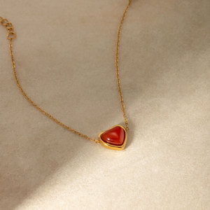 wholesale 316L Stainless Steel 14k 18k Gold Plated Pendant Heart <b>Ruby</b> <b>Necklace</b> for Women - Product Image 2