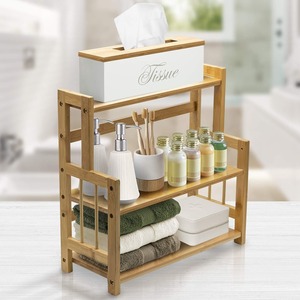 Bathroom Countertop <b>Storage</b> Counter <b>Storage</b> Holder Organizer Custom 3-Tier Bamboo Spice Rack Standing Pantry Shelf for Kitchen - Product Image 2