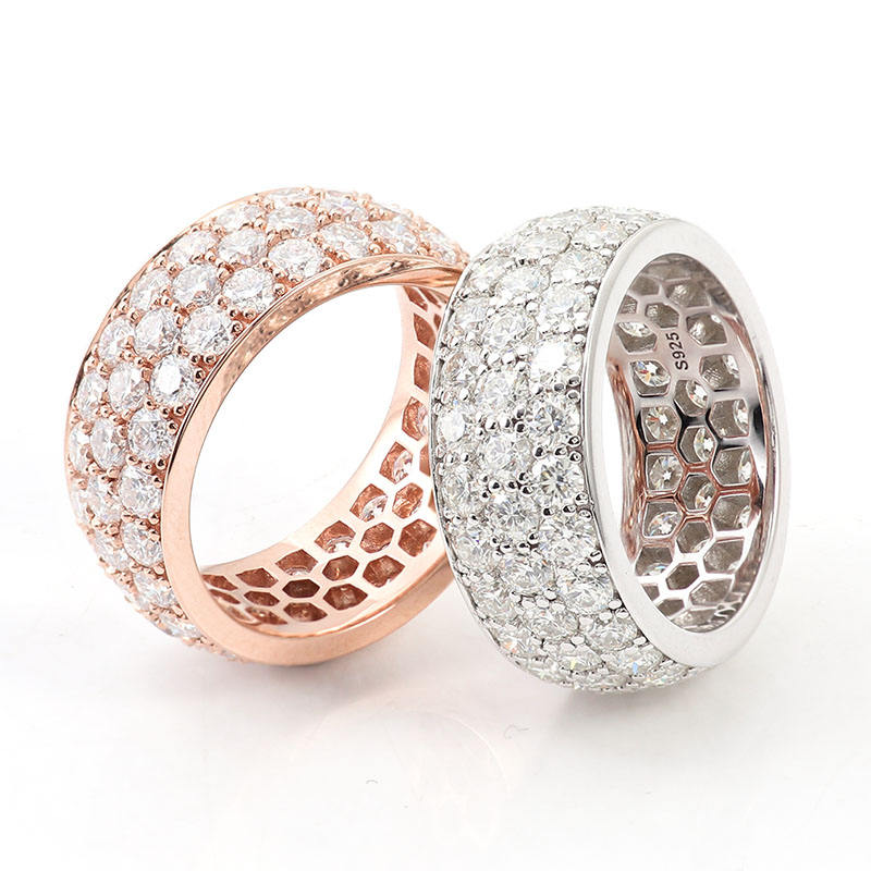 Bague en moissanite plaquée or rose en argent 925