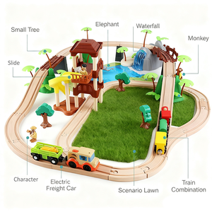 Juguete de <span class=keywords><strong>Madera</strong></span> en Oferta, Juego de Trenes de <span class=keywords><strong>Madera</strong></span> de Haya con Pista de <span class=keywords><strong>Tren</strong></span>, Juguete de Coche Creativo para Niños, Ensamblaje DIY - Product Image 5