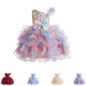 <b>Flower</b> <b>Girl</b> Wedding <b>Dress</b> with Tulle Puffy Applique Layered Sleeves Bow for Birthday Parties First Communion Balls - Product Image 1