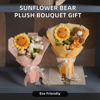 Bouquet de fleurs artificielles en crochet, Ours en peluche Docteur, Écologique, Pour intérieur, Hiver, Vente directe usine, Haute qualité, Cadeau décoratif