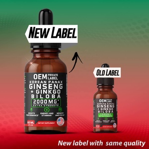 Oem Vegan Hàn Quốc Đỏ Panax Nhân Sâm + <span class=keywords><strong>Ginkgo</strong></span> <span class=keywords><strong>Biloba</strong></span> chiết xuất từ rễ chất lỏng giọt sức mạnh cho nam giới và phụ nữ năng lượng, hiệu suất và tập trung - Product Image 6