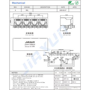 Jiaxun Nhà cung cấp jg46204be nữ <span class=keywords><strong>4</strong></span>-<span class=keywords><strong>Port</strong></span> RJ45 Ethernet kết nối với gige <span class=keywords><strong>Poe</strong></span> biến áp mô-đun nhiều cổng RJ45 kết nối - Product Image 2