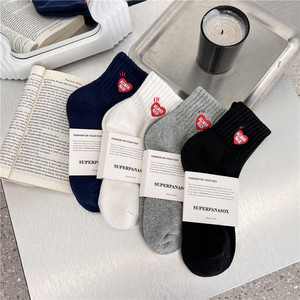 Thấp Moq Vớ Cưới Unisex Lãng Mạn Món Quà Kỷ Niệm Tình Yêu Màu Đỏ Thiết Kế Trái Tim Bông Thêu Terry Vớ - Product Image 1