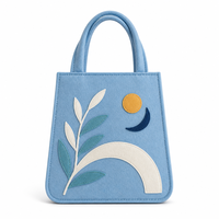 Sac fourre-tout en feutre avec appliques soleil, lune et feuille, réutilisable, pour mariage, baby shower, anniversaire, emballage cadeau