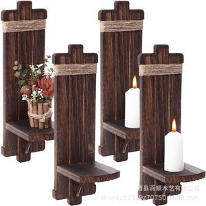 Wooden <b>Wall</b> Mounted Candle Holder Rectangle Decorative For Home And Plant <b>Display</b> - Product Image 1
