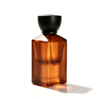 Flacon de parfum carré en verre brun ambré, givré, semi-transparent, vaporisateur de parfum, 50 ml, emballage personnalisé