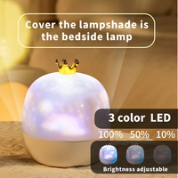 Proyector LED USB Dream Crown, Lámpara Nocturna de Batería, Material ABS, Lámpara Infantil para Dormitorio, Atmósfera de Estrellas Multicolores