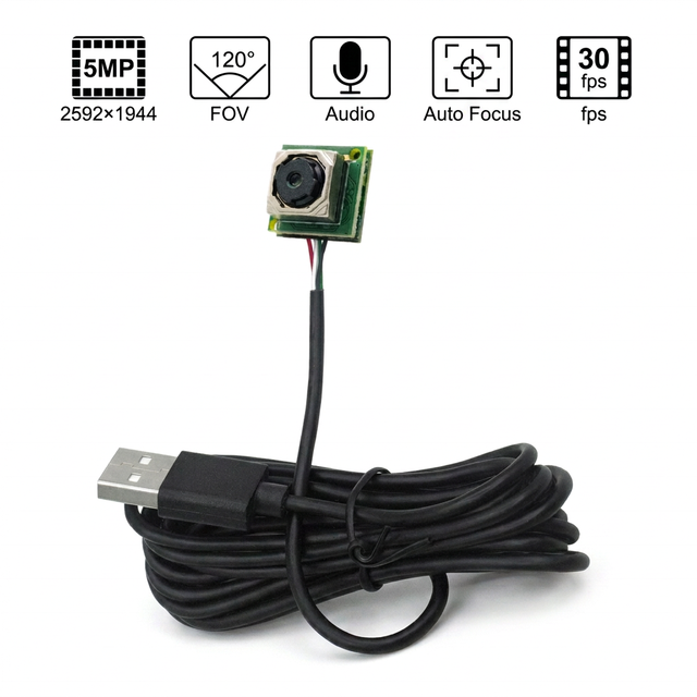 12*12mm 5MP Auto Focus Mini Built-In Mic USB 2.0 Full HD Laptop Computer Wide Angle 120 Degrees Web Camera