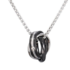 Kalung Liontin Cincin Baja Tahan Karat Serbaguna Personalisasi Unisex Mutiara Batu Alam Rantai Bambu Gaya Jalanan Hip-Hop Sederhana - Product Image 5
