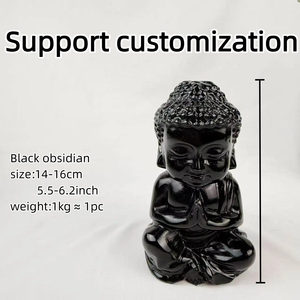 Vente en gros de sculptures en obsidienne noire naturelle de qualité supérieure, en cristal de qualité supérieure, fabriquées à la main, pour la méditation - Product Image 5