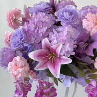 Composition florale artificielle en cascade, centre de table de mariage, pivoine avec glycine tombante, boule florale pour la décoration d'événements et de banquets