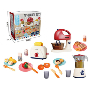 Juego de Juguetes de Cocina para Niños, Tostadora, Exprimidor, Batidora de Huevos de Plástico, con Vajilla y Accesorios de Comida Simulados - Product Image 3