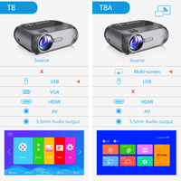 Projecteur de cinéma maison Touyinger T8 4000 lumens 720p LED avec haut-parleur intégré, mini projecteur vidéo portable