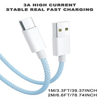 Câble USB-A vers USB-C tressé 3A de couleur macaron à charge rapide 30W pour iPhone 15/16/17/18