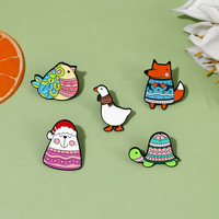 En vrac métal mignon dessin animé animaux renard canard oiseau chat tortue portant des écharpes émail épinglette épinglettes