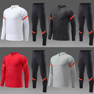 Custom Grey Sublimatie Herfst En Winter <span class=keywords><strong>2</strong></span> Stuks Set Halve Rits Voetbal Trainingspak Voetbal Trainingspakken Voor Mannen - Product Image 2