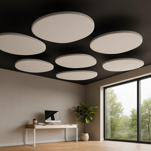Dalles de plafond acoustiques modernes insonorisantes en fibre de verre Qinsound, forme circulaire, <span class=keywords><strong>prix</strong></span> usine - Product Image 1