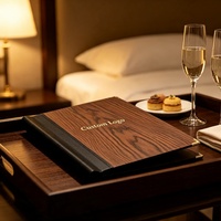 Carpeta de Menú de Madera A4 Tallada a Medida, Portamenús Simple para Restaurantes y Hoteles, Clip para Menús, Libro de Recetas