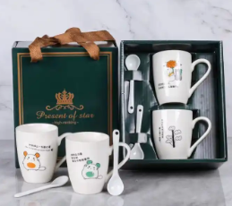 Ensemble de tasses en céramique créatives pour <span class=keywords><strong>couple</strong></span> Tasse à café adorable pour la Saint-Valentin Noël Retour à l'école Promotions <span class=keywords><strong>Cadeau</strong></span> - Product Image 2