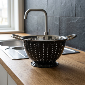 Stainless Steel Colander in Black Color With a Sparkle Effect - Product Image 4
