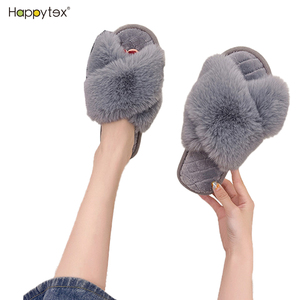 Haute Qualité Offre Spéciale Renard Pantoufles Fluffyfaux Fourrure Diapositives Chaud Croix Sangle Éponge Bob Moelleux Pantoufles En Plein Air Maison Chaussures - Product Image 6
