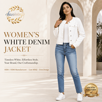 Pakaian Wanita Trendy Tanpa Kerah Kancing Depan Lengan Panjang Kasual Denim Barat untuk Konser Country
