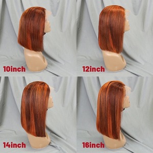 Color personalizado #350 Peluca de jengibre para mujeres negras Cabello humano virgen brasileño largo Encaje frontal Peluca hecha a mano sin pegamento en venta - Product Image 4