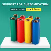 Ruban d'imprimante couleur personnalisé en usine 110 mm x 70 m, compatible Zebra et OKI, papier adhésif pour étiquettes en cuivre, ruban de base mixte en carbone