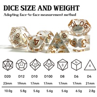 Nouvel Arrivage Offre Spéciale : Jeu de dés polyédriques DND en résine, à coins vifs, noyau liquide transparent, perles rondes grises, pour jeux de table DND