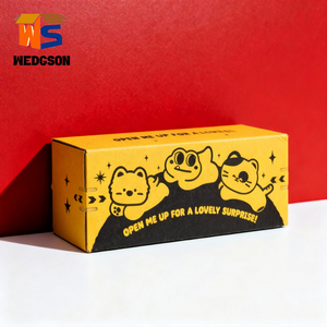 Boîte en carton personnalisée avec impression de logo, boîtes en carton ondulé jaunes avec bande détachable, fermeture rapide à décoller - Product Image 2
