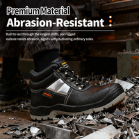 Chaussures de sécurité à embout d'acier, mi-montantes, anti-perforation, en cuir embossé, résistantes à l'huile, pour l'exploitation minière, l'industrie et les chantiers