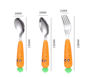 Juego de Cubiertos Portátiles para Niños con Diseño de Rábano, Cuchara y Tenedor de Acero Inoxidable con Estuche - Product Image 2
