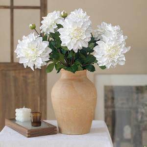 Fleur artificielle Dahlia verte haut de gamme en soie, à une ou deux têtes, pour accessoires de photographie, Thanksgiving, mariage, décoration intérieure - Vente en gros - Product Image 1