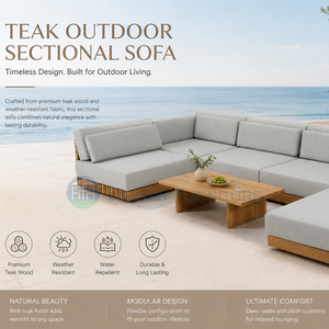 Set di Divani <span class=keywords><strong>da</strong></span> Esterno di Grado Commerciale, Mobili <span class=keywords><strong>in</strong></span> <span class=keywords><strong>Legno</strong></span> di Teak Resistenti per Hotel, Resort, Bordo Piscina, Patio e <span class=keywords><strong>Giardino</strong></span> - Product Image 5