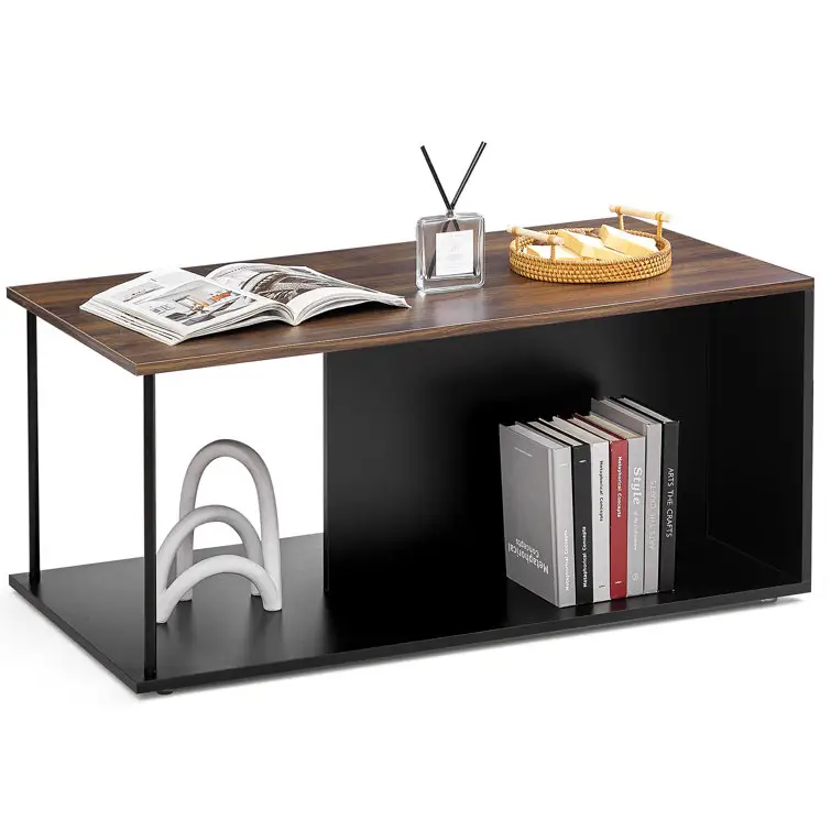 Nouvelle table à thé carrée en marbre meubles de salon Table centrale en bois carrée de luxe à petit bord en bois
