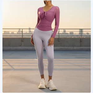 Conjunto Deportivo de 2 Piezas para Mujer, Corte Ajustado, para Yoga y Gimnasio, Spandex/Nailon, Secado Rápido, Transpirable, con Copas Fijas, Diseño Moderno - Product Image 2