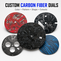 Cadran de montre en fibre de carbone sur mesure, impression lumineuse bleue et verte OEM, logo personnalisé, MOQ 50 pièces, usine de montres, poids léger