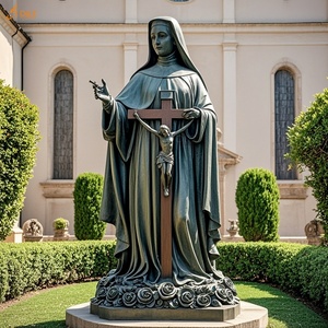 Sstimmate sulla fronte in fusione di ottone che tengono gesico rose incrociate intorno a malattie e ferite patrono santo a grandezza naturale statua in bronzo di St Rita - Product Image 2