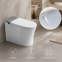 M929 Toilette intelligente moderne avec bidet, sans contact, chasse d'eau automatique à siphon, siphon en P, cuvette allongée, siège chauffant, télécommande, double chasse d'eau