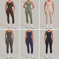 Nouvelle Collection 2026 : Combinaison de Yoga Taille Haute pour Femme – Été, Col V, Sans Manches, Amincissante, Dos Creux, Tenue de Fitness