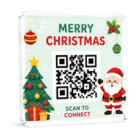 Letrero de Acrílico Personalizado con Código QR y Diseño de Árbol de Navidad y Santa Claus para Decoración de Ventanas, Mostradores y Mesas de Cafés, Restaurantes y Hoteles