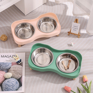 Stainless Steel Double Bowl Anti Tipping Pet <b>Feeder</b> For <b>Cats</b> And Dogs With Neck Protection Integrated Food And Water Dish - Product Image 2